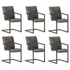 vidaXL Freischwinger 6 Stk. Grau Echtleder