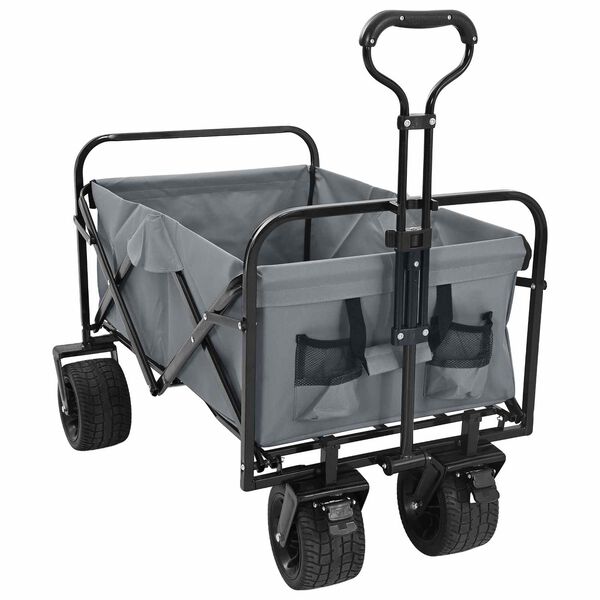 vidaXL Klapp-Handwagen Grau 89 x 63 x 96 cm Stahl und Oxford-Stoff