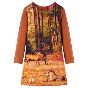 Kinderkleid mit Langen &Auml;rmeln Cognac 116