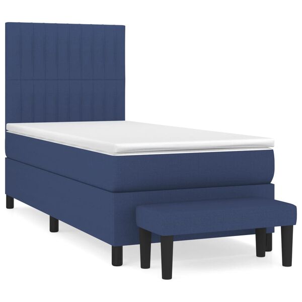 vidaXL Boxspringbett mit Matratze Blau 90x200 cm Stoff