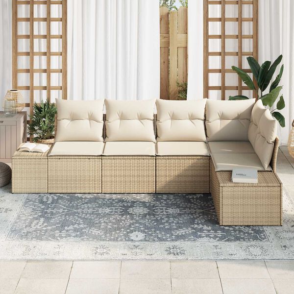 vidaXL Gartensofa-set 5 pcs Beige Poly-Rattan