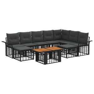 vidaXL Gartensofa-set 10 stk. Schwarz und Dunkelgrau Poly-Rattan
