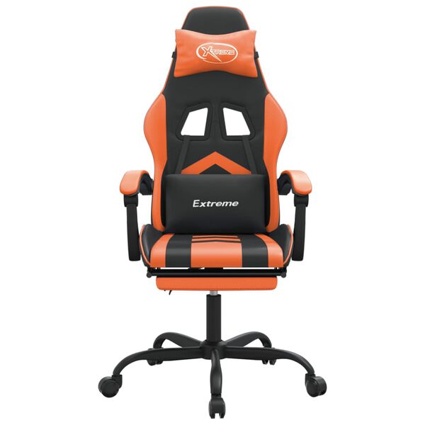 vidaXL Gaming-Stuhl mit Fu&szlig;st&uuml;tze Schwarz und Orange Kunstleder