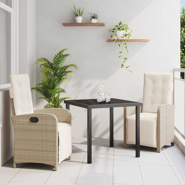 vidaXL Garten Essgruppe mit Kissen 3 pcs Beige Poly-Rattan
