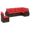 vidaXL 6-teiliges Gartensofa-Set mit Kissen, braun, Polyrattan