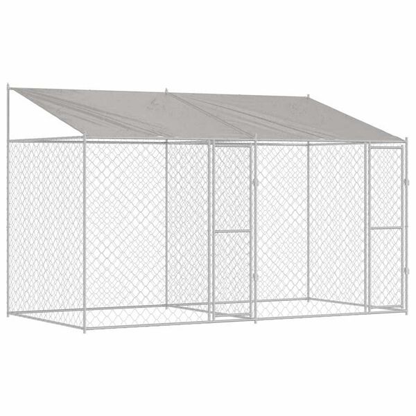 vidaXL Hundekäfig Silber 400 x 200 x 256 cm Verzinkter Stahl