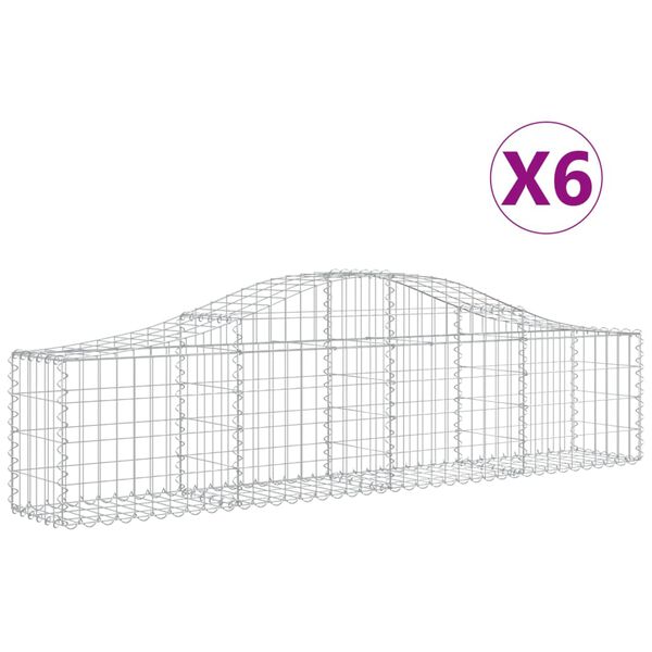 vidaXL Gabionen mit Hochbogen 6 Stk. 200x30x40/60 cm Verzinktes Eisen