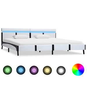 vidaXL Bettgestell mit LED Wei&szlig; Kunstleder 180&times;200 cm