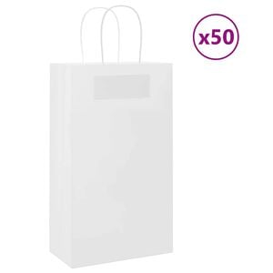 vidaXL Papiertragetaschen 50 Stk. mit Henkeln Wei&szlig; 21x11x36 cm