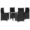 vidaXL Outdoortisch-Set 5 pcs Schwarz Poly-Rattan