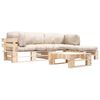 vidaXL 4-tlg. Paletten-Lounge-Set mit Kissen in Sandfarben Holz
