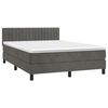 vidaXL Boxspringbett mit Matratze & LED Dunkelgrau 140x190 cm Samt