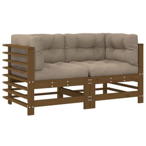 vidaXL Ecksofas mit Kissen 2 Stk. Honigbraun Massivholz Kiefer