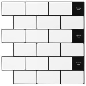 vidaXL U-Bahn-Fliese 10 pcs Wei&szlig; Schwarz 30 x 30 cm