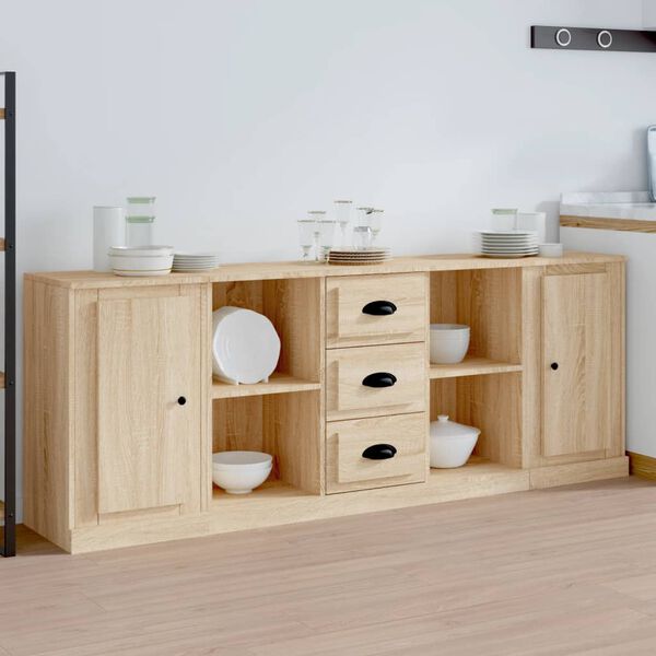 vidaXL Sideboards 3 Stk. Sonoma-Eiche Holzwerkstoff