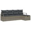 vidaXL Sofa Set mit Kissen mit Speicher Grau Poly-Rattan