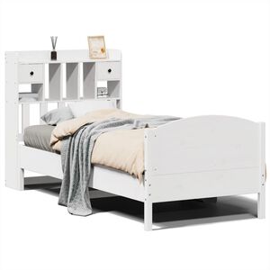vidaXL Massivholzbett mit Regal ohne Matratze Wei&szlig; 75x190 cm Kiefer