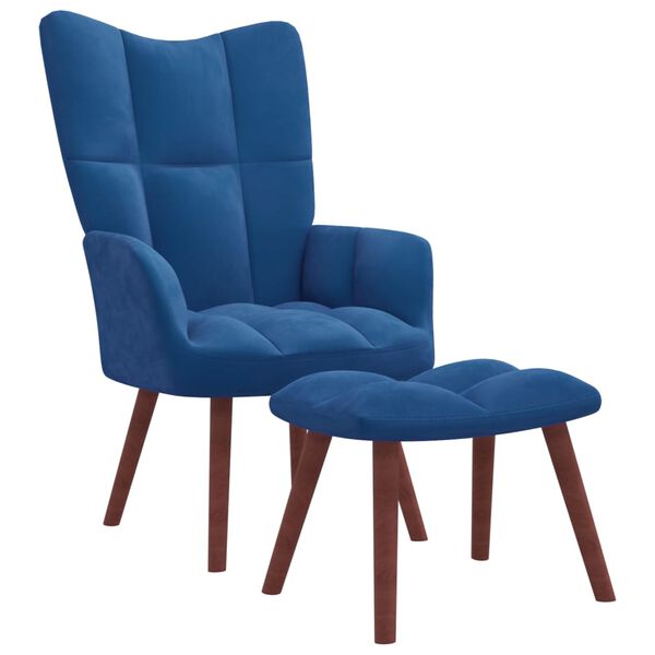 vidaXL Relaxsessel mit Hocker Blau Samt