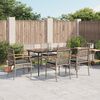 vidaXL 7-tlg. Garten-Essgruppe mit Kissen Grau Poly Rattan