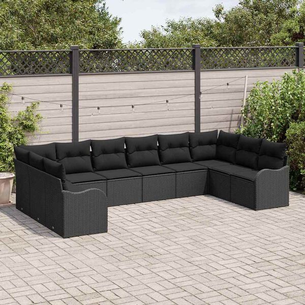 vidaXL Gartensofa-set 10 pcs Schwarz Poly-Rattan