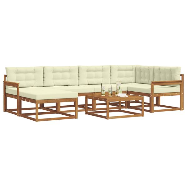 vidaXL Outdoor-Sofagarnitur mit Kissen 7 pcs Natur und Creme
