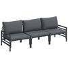vidaXL Gartensofa-set mit Kissen 3 pcs Schwarz Stahl