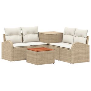 vidaXL Sofa Set 6 stk. Beige und Cremewei&szlig; Polyrattan und Stahl