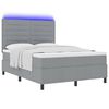 vidaXL Boxspringbett mit Matratze mit LED Hellgrau 160 x 200 cm Stoff