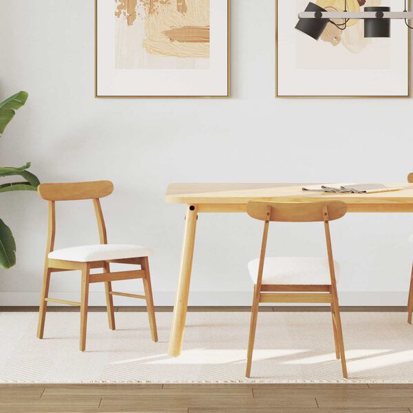 vidaXL Esszimmerstuhl 2 pcs Nat&uuml;rlich und hell Massives Gummiholz