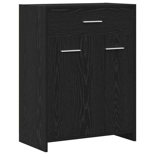vidaXL Badezimmerschrank mit Tür Schwarz Eichen-Optik 60 x 33 x 80 cm