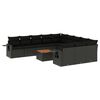 vidaXL 12-tlg. Garten-Sofagarnitur mit Kissen Schwarz Poly Rattan