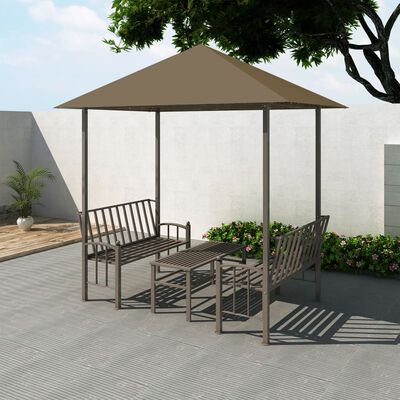 vidaXL Gartenpavillon mit Tisch und Bänken 2,5x1,5x2,4 m Taupe 180 g/m²