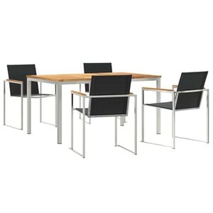 vidaXL Garten Essgruppe 5 stk. Massives Teakholz und Edelstahl