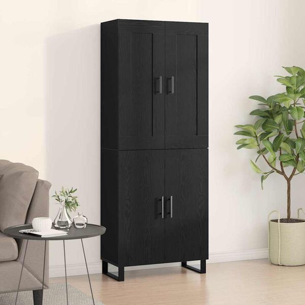 vidaXL Highboard Schwarz Eichen-Optik 69,5 x 34 x 180 cm Holzwerkstoff