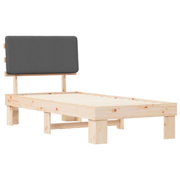 vidaXL Bettgestell mit gepolstertem Kopfteil Dunkelgrau 100 x 200 cm