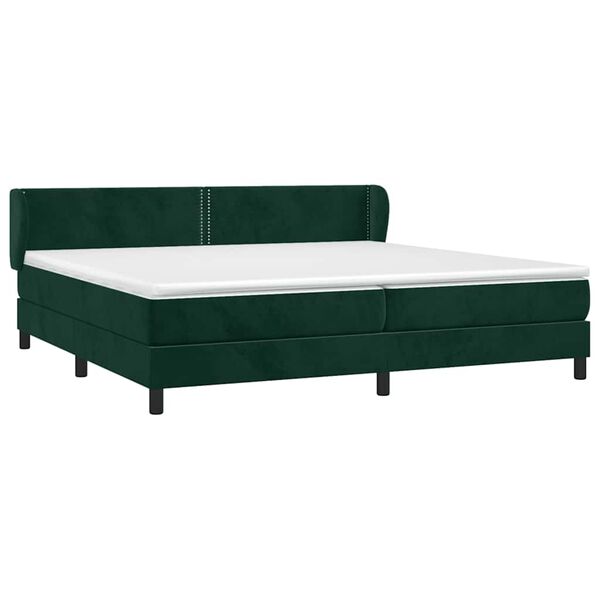 vidaXL Boxspringbett mit Matratze Dunkelgr&uuml;n 200x200 cm Samt