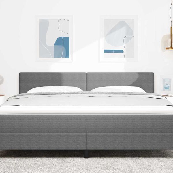 vidaXL LED Kopfteil mit LED-Lichtleisten Hellgrau 180 cm Polyester