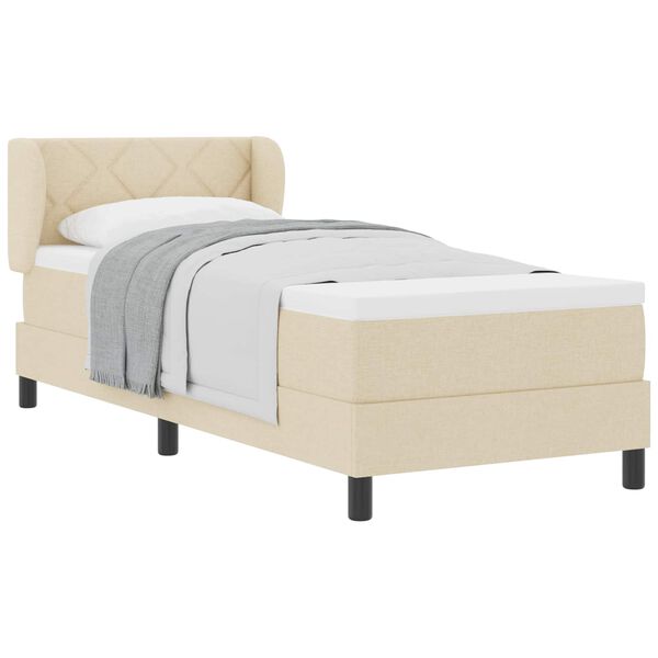 vidaXL Boxspringbett mit Matratze mit Kopfteil Creme 80 x 200 cm Stoff