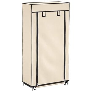 vidaXL Schuhschrank mit Abdeckung Cremewei&szlig; 58 x 28 x 106 cm Stoff