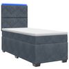 vidaXL Boxspringbett mit Matratze und LED Dunkelgrau 90 x 190 cm Samt