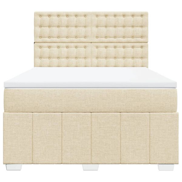 vidaXL Boxspringbett mit Matratze Creme 160x200 cm Stoff