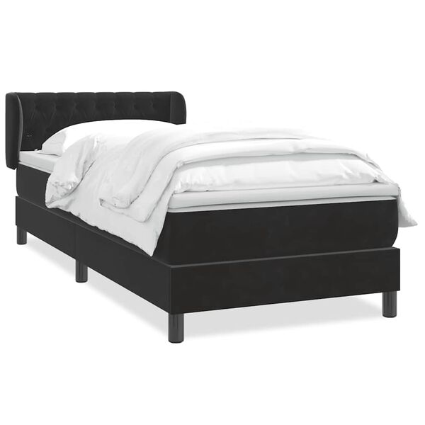 vidaXL Boxspringbett mit Matratze Schwarz 90x210 cm Samt