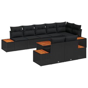 vidaXL Gartensofa-set 8 Stk. 8-Sitzanzahl Schwarz Polyrattan