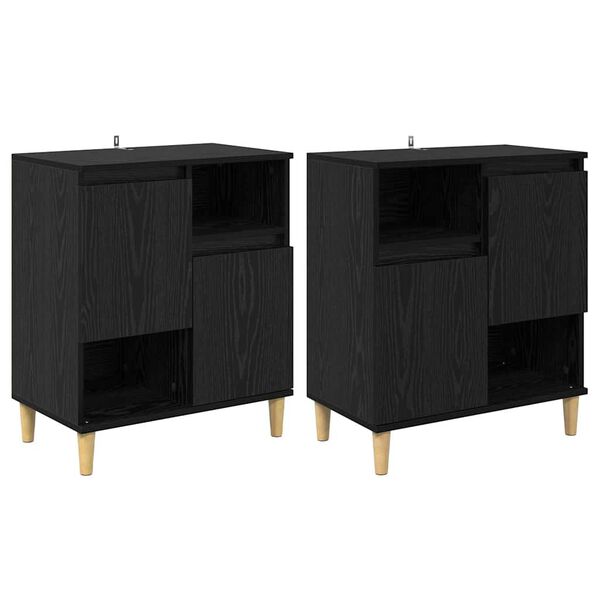 vidaXL Sideboards 2 pcs Schwarz Eichen-Optik 60 x 35 x 70 cm