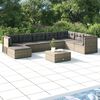 vidaXL 9-tlg. Garten-Lounge-Set mit Kissen Grau Poly Rattan