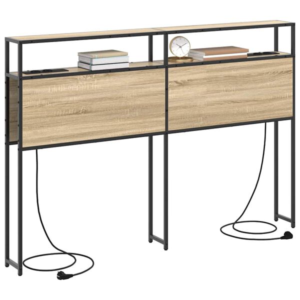 vidaXL Stauraum-Kopfteil mit Regal Sonoma-Eiche 140 cm Holzwerkstoff