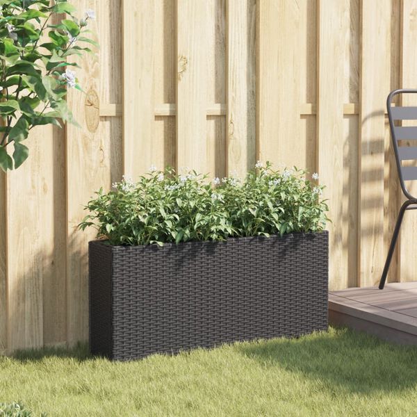 vidaXL Hochbeet mit 2 F&auml;chern Schwarz 90x20x40 cm Poly Rattan