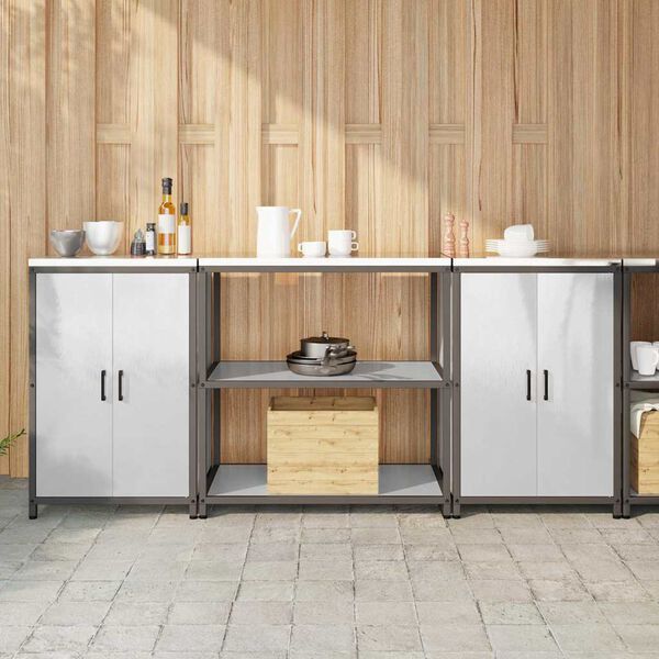 vidaXL Aufbewahrungsset f&uuml;r die K&uuml;che mit Regal 3 pcs Silber Edelstahl