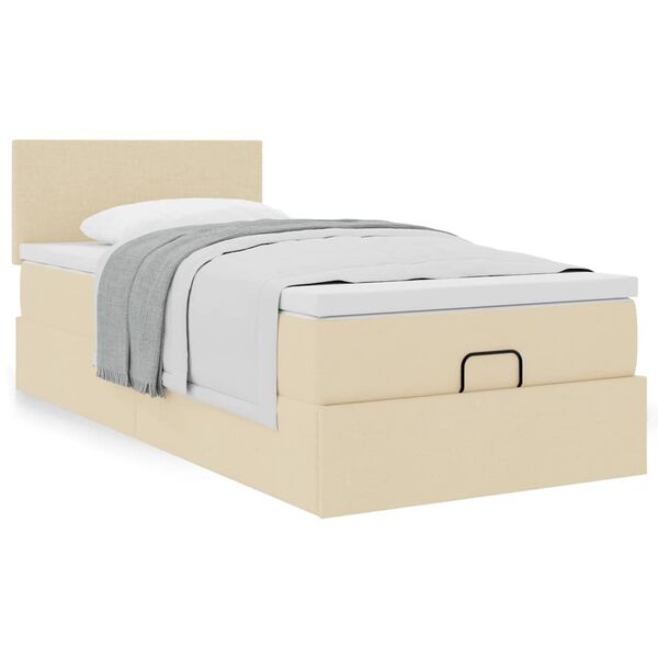 vidaXL Ottoman-Bett mit Matratze Creme 90x190 cm Stoff