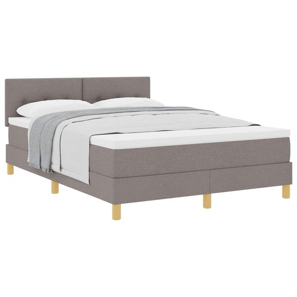vidaXL Boxspringbett mit Matratze Taupe 140 x 190 cm Stoff